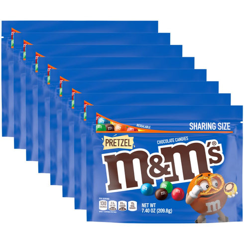 M&MS Pretzel Milk Chocolate Candy, Sharing Size, 7.4 oz Resealable Bag, Bulk