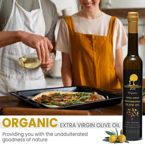 Mediterranean Gold 100% Count Organic Olive Oil Extra Virgin - First Nature-Made Cold Pressed, Unfiltered
