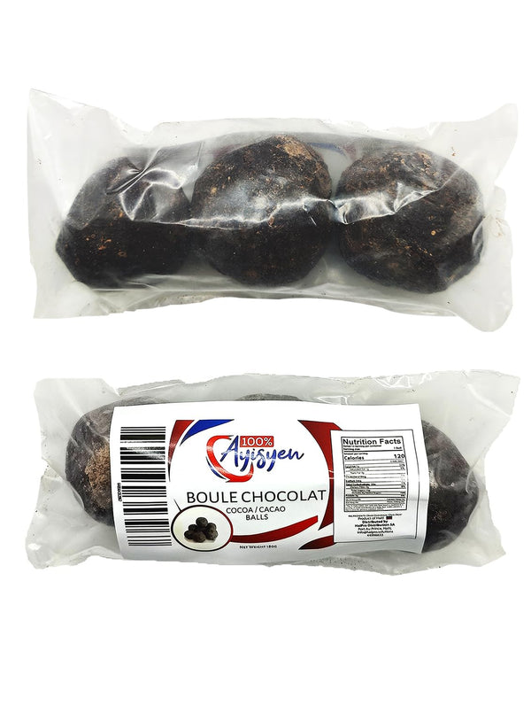 100% AYISYEN Haitian Chocolate Balls, Cocoa Cacao Balls, 3 Count, 5.29 oz,