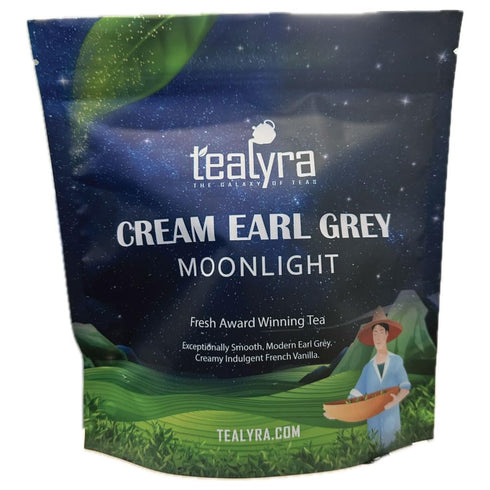 Tealyra Cream Earl Grey Moonlight, Luxurious Loose Leaf Black Tea, 200g, Citrusy Bergamot with French Vanilla