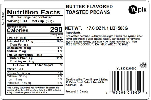 1.1 lb (17.6 oz), Yupik Toasted Golden Pecans, Gluten-Free, Kosher, Non-GMO, Sweet Snack, Crunchy Glazed Pecans