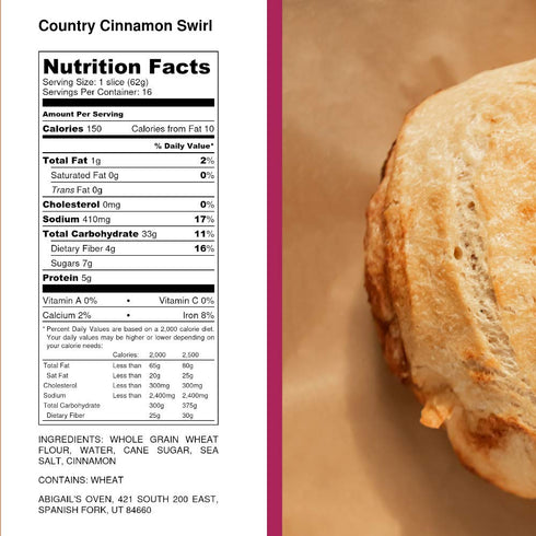 Abigails Oven 1 34 oz Fresh Sourdough Bread San Francisco Bakery Style Dutch Oven Cinnamon Swirl Loaf Hand-made Natural