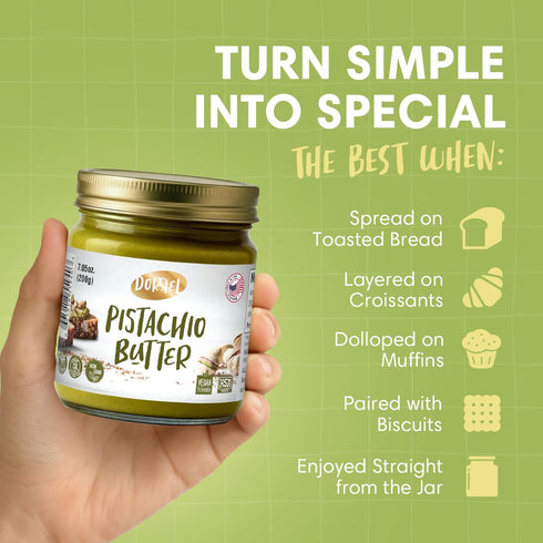 60% (200g) DORREL - Pistachio Butter, Dairy-Free Spreadable Butter Made from California-Grown Pistachios, No Palm Oil