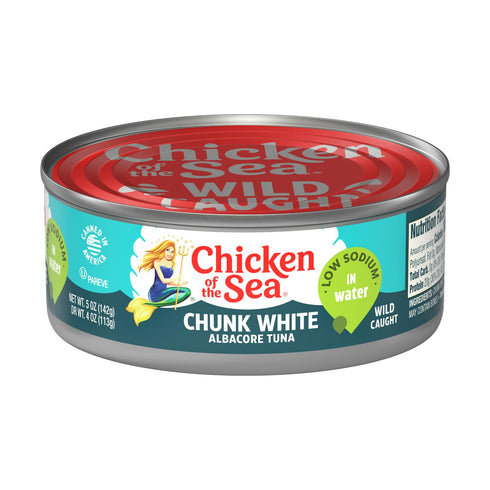 Albacore 5 oz 12-Count 100% Chicken of the Sea Wild Caught Chunk White Tuna in Water, Cans, High Protein Classic Tuna
