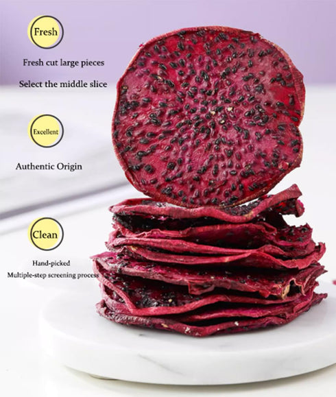 HanNainai 5oz/150g ,Dried Dragon Fruit Slices, Soft and Chewy, Dried Dehydrated Purple Dragon Fruit Slices Resealable