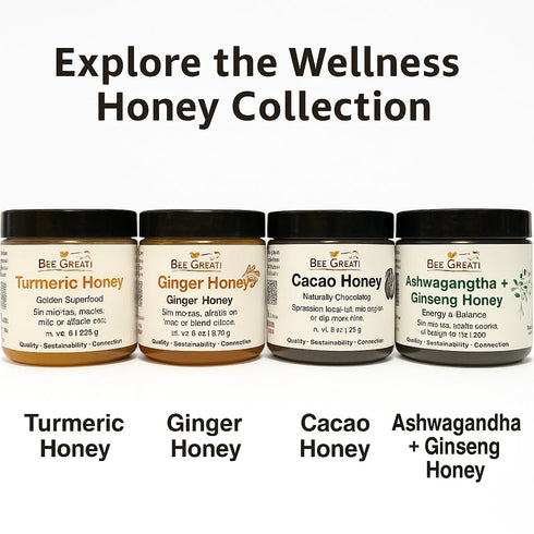 Bee Great 8 oz Turmeric Honey, Raw Honey with Turmeric, Warm Earthy Flavor, Golden Milk & Tea Sweetener