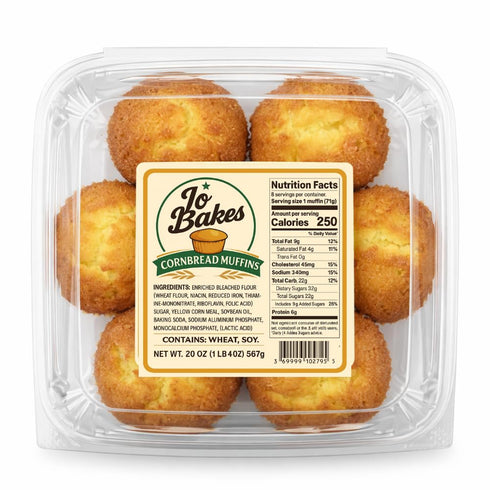 JO BAKES Cornbread Muffins 8 Count Bakery-Style Snack