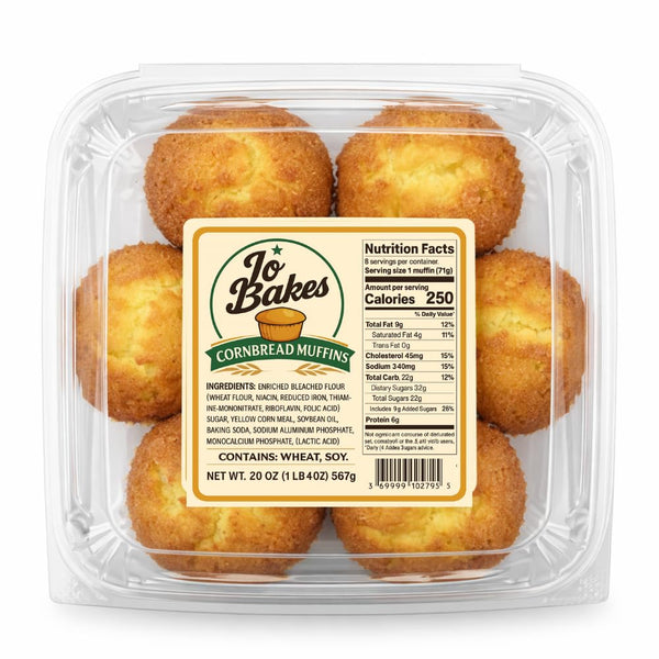 JO BAKES Cornbread Muffins 8 Count Bakery-Style Snack