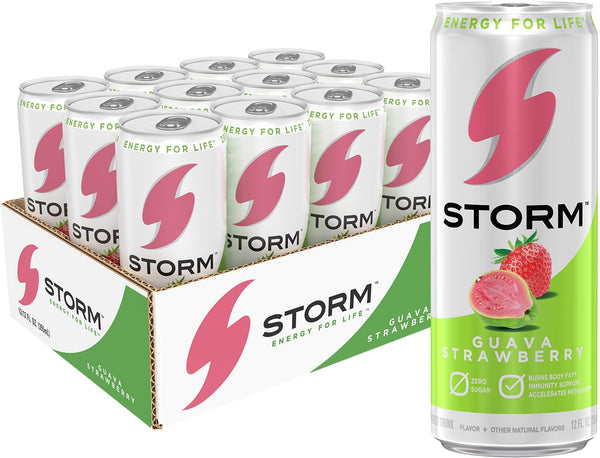 STORM Guava Strawberry, Fitness & Wellness Energy Drink, 12 Fl Oz (Pack