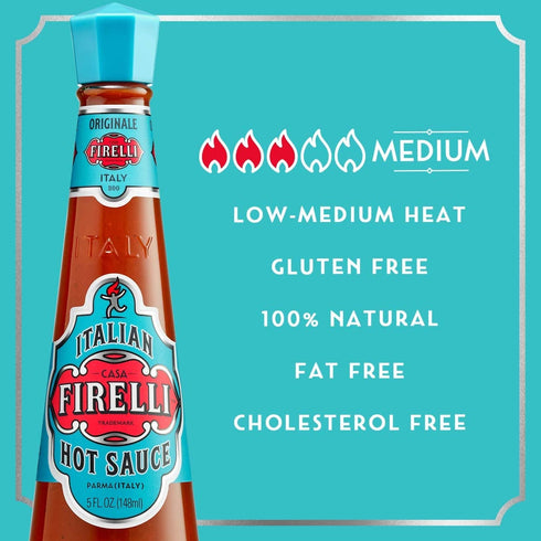 FIRELLI Italian Hot Sauce, 5oz Bottle (Pack of 1) - Perfect Kick for Pizza, Ramen, Eggs