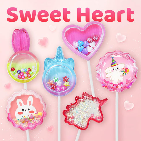 5D 8 Packs Candy Master Lollipop, Mother's Day Sweet Heart Candy, Sugar-Free Treats, Colorful Hard Candy Lollipops