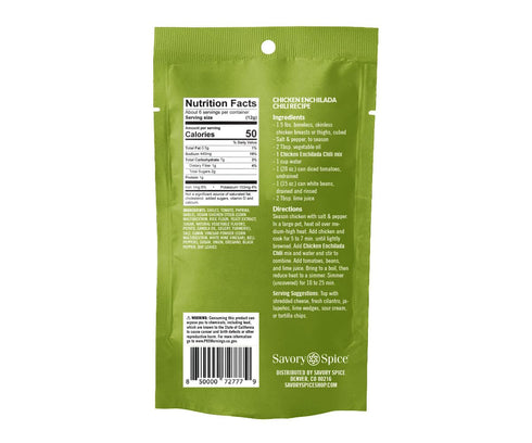 (2.5 oz) Savory Spice Chicken Enchilada Chili Spice & Easy - Chicken Enchilada Soup Mix for One-Pot Meals