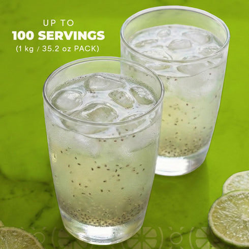 100 (1kg 35.2oz) La Monjita Agua Fresca Lime and Chia - Naturally Lime Flavored Drink Mix With Chia Seeds - Servings /