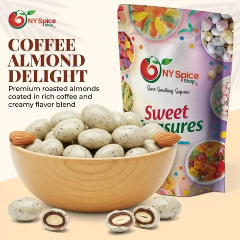 2 NY Spice Shop Coffee & Cream Almonds Candy - Pound Sweet Crunchy Coffee & Cream Almond Snack - FunTreats for Festive