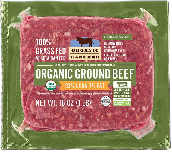 ORGANIC RANCHER Organic Ground Beef 93% Lean 7% Fat, 16 Ounce