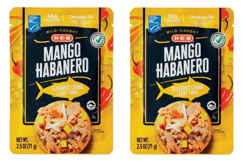HEB Wild Caught Seasoned Chunk Light Tuna 2.5oz - 2 pouches (Mango Habanero)