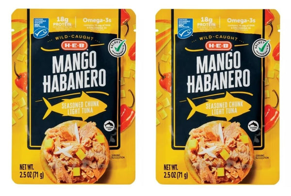 HEB Wild Caught Seasoned Chunk Light Tuna 2.5oz - 2 pouches (Mango Habanero)