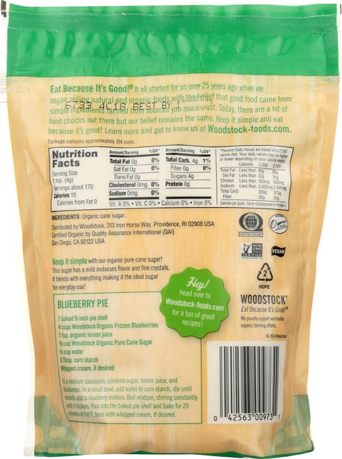 24-Ounce (Pack 6) Woodstock Sugar, Organic, Pure Cane, Granulated