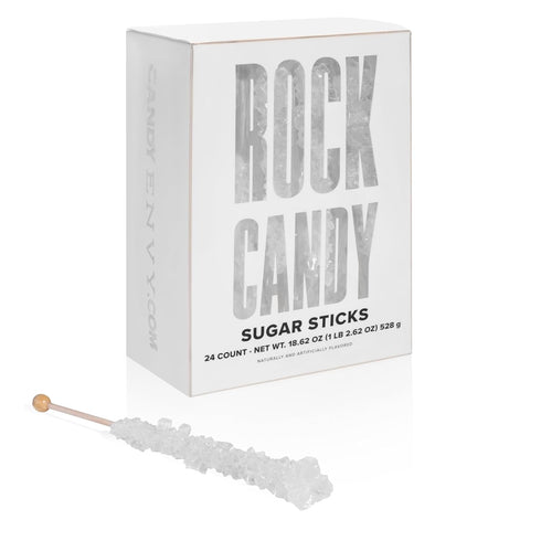 White Rock Candy Sugar Sticks - Original Sugar Flavored - 24 Individually