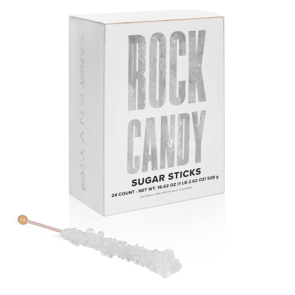 White Rock Candy Sugar Sticks - Original Sugar Flavored - 24 Individually