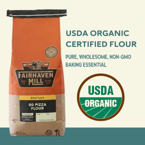 00 5 lbs Fairhaven Mill Organic Pizza Flour - USDA Certified Organic and Non-GMO - Perfect for Thin, Supple Pizza