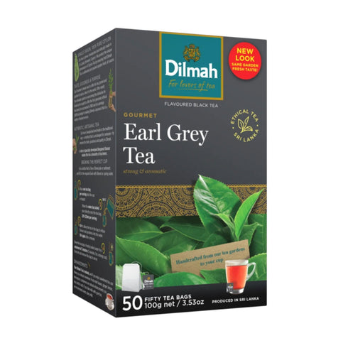 Dilmah Earl Grey Ceylon Tea, 50 Tea Bags, 100g