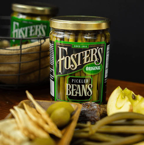 32oz, 2 Pack, 40 Foster's Pickled Green Beans in a Jar, Original, Traditional Pickled Vegetables Recipe for over years