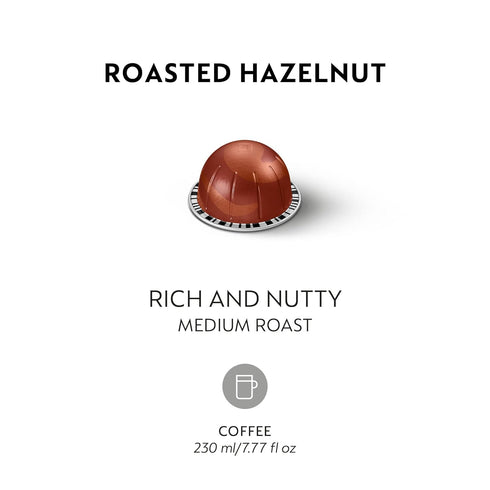 30 Count 7.8oz. Nespresso Capsules Vertuo, Roasted Hazelnut, Medium Roast Coffee, Coffee Pods, Brews