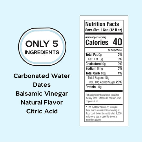 5 12 pack Lemon Sparkling Wellness Soda Naturally sweetened with dates Crafted with balsamic vinegar simple ingredients