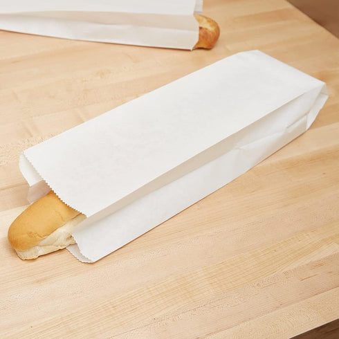 A1 Bakery Supplies Bread Bags White - 5 1/4" x 3 1/4" x 18" Plain