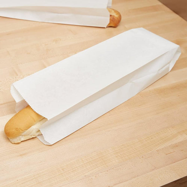 A1 Bakery Supplies Bread Bags White - 5 1/4" x 3 1/4" x 18" Plain