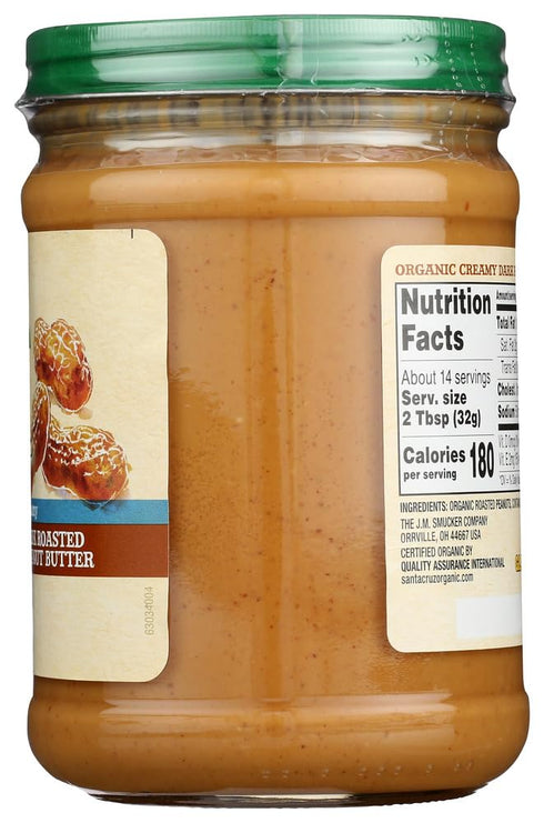 Good Times Fulfillment 2 Pack (16 oz Santa Cruz - Organic Creamy Dark Roasted Peanut Butter - per jar) - Plus GTF