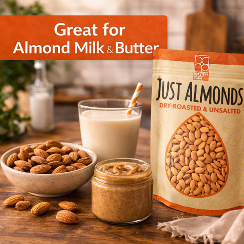 3 LB Roastery Coast - Daily Nuts Just Roasted Almonds | Almonds Bulk | Unsalted Nuts| Slow Dry Roasted | Steam