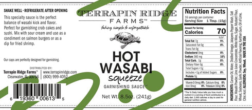 8.5 oz (Pack 6) Terrapin Ridge Farms Hot Wasabi Garnishing Sauce Spicy Wasabi Condiment for Sushi, Crab Cakes, Salmon