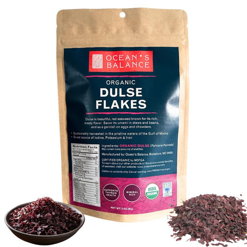 Ocean's Balance Organic Dulse Flakes Atlantic Dulse Organic Flakes for Keto, Paleo