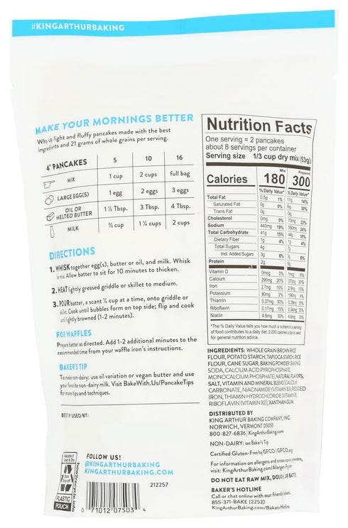 15 oz 2 King Arthur Flour Gluten Free Pancake Mix -- - pc