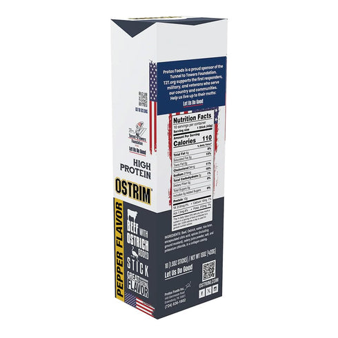 (1.5oz) (1 Pack 10) Ostrim Beef & Ostrich High Protein Snack Stick, (Pepper Flavor)