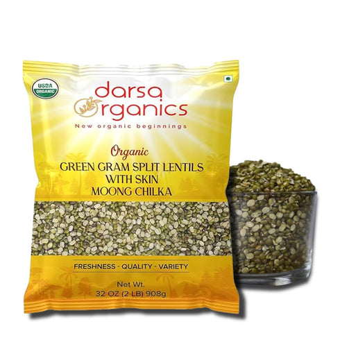 Darsa Organics Mung Split Lentils with Skin, Moong Dal with Skin 2