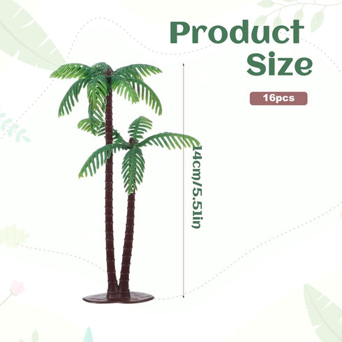 Gtziqa 16 Palm Tree Cake Topper, Pcs Fake Palm Tree Decor Mini Coconut Trees Model Artificial Tropical Rainforest