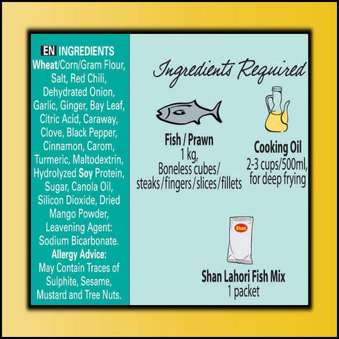 Shan Lahori Fish Recipe and Seasoning Mix 3.5 oz (100g) - Spice Powder for Batter Coated Fried Fish