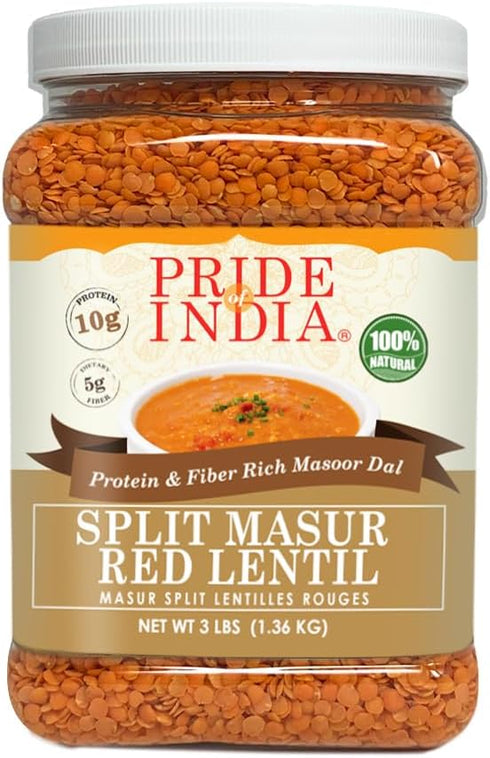 Pride Of India - Indian Split Masur Red Lentils - Protein &