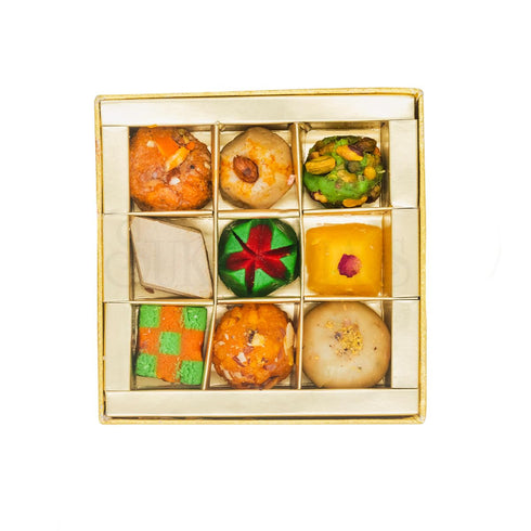 9PC- Sukhadia Sweets -Golden Jewels Premium assorted sweets. - Indian Mithai Gift - Freshly Made In USA