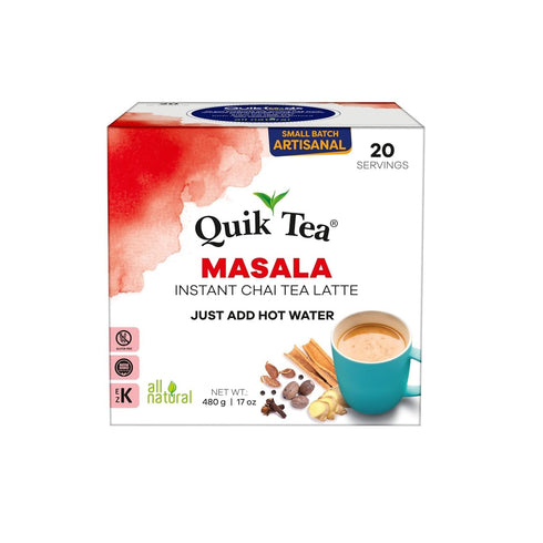 QuikTea Instant Masala Chai Tea Latte 20 Count, Classic Chai latte with