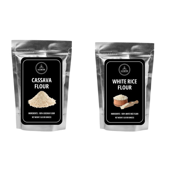 Naturevibe Botanicals Cassava Flour 5lb and White Rice Flour 5lb | Flour