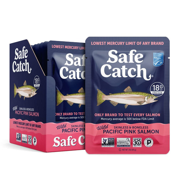 Safe Catch Wild Pacific Pink Salmon Skinless Boneless Wild-Caught Salmon Fish Pouch,