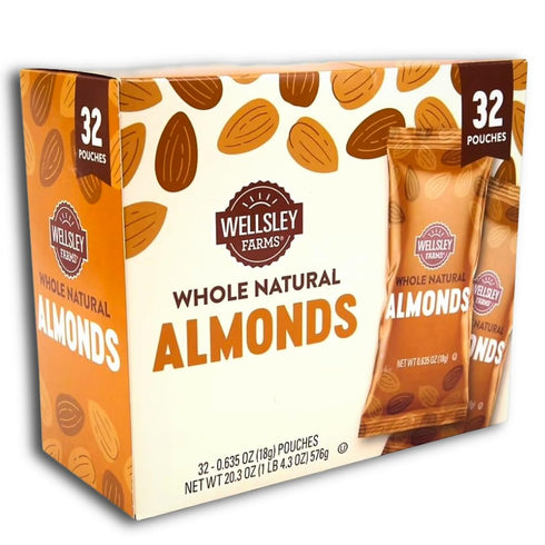 Wellsley Farms 100 Calorie Almond Snack Packs, Gluten-Free, Kosher, Non-GMO, 32-Count Convenient Single-Serve Packs.
