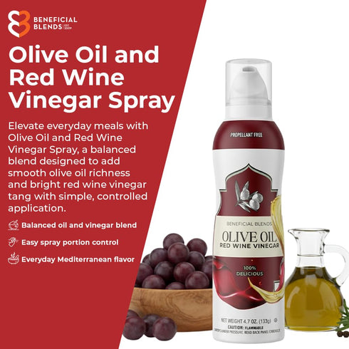 4.7 oz Olive Oil & Red Wine Vinegar Salad Spray, Vinaigrettes & Marinades, No Propellants, Quality Crafted in USA, Net