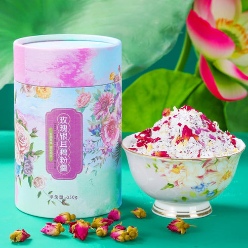 SIJIYUNLI 350g/12.34oz packaged, -Rose Silver ear and Lotus Root Powder Soup breakfast, served quickly, is both