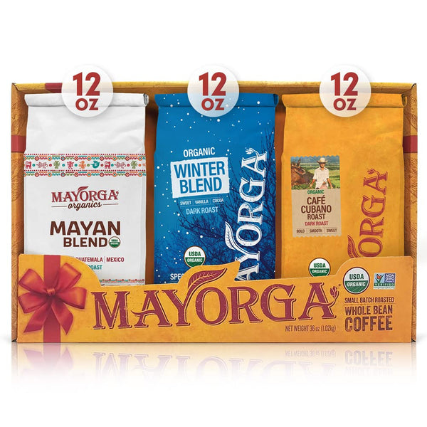 Mayorga Coffee Gift Pack of 3,12 oz bags-Cubano Roast Dark Roast, Mayan