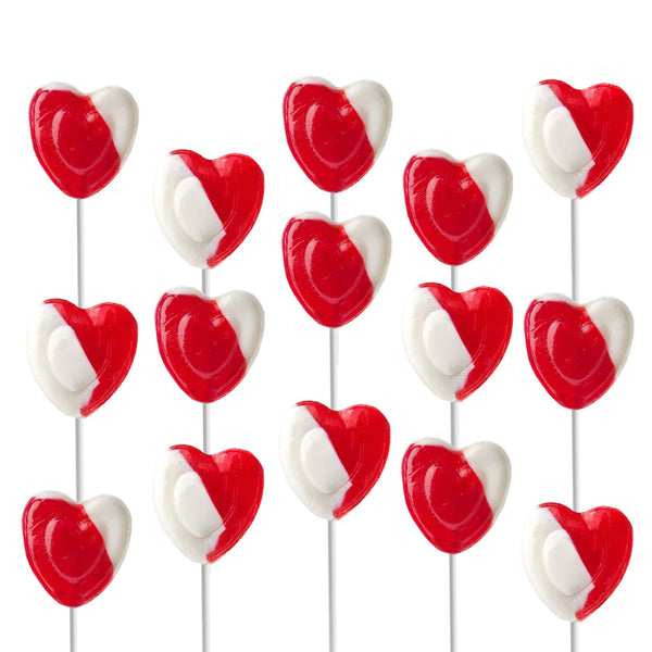 Lollipops Red Heart Shaped Strawberry N' Cream Flavored, 12 Individually Wrapped Lollipops